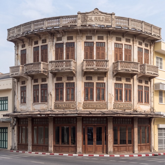 ภาพจำลองอาคารฟาซาลพร้อมบานประตูไม้ดั้งเดิมของหน้าร้าน